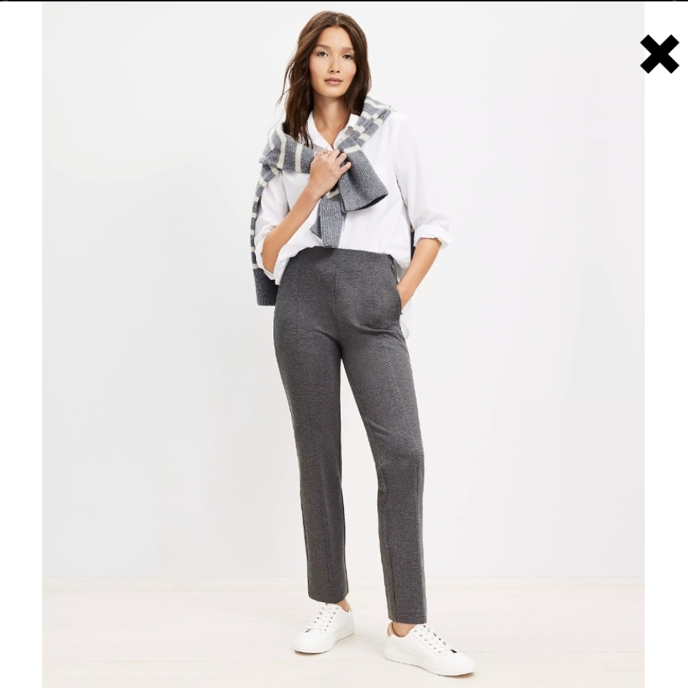 Loft Heather Charcoal Women's Straight Leg Ponte Pants Office Careerwear XXL New